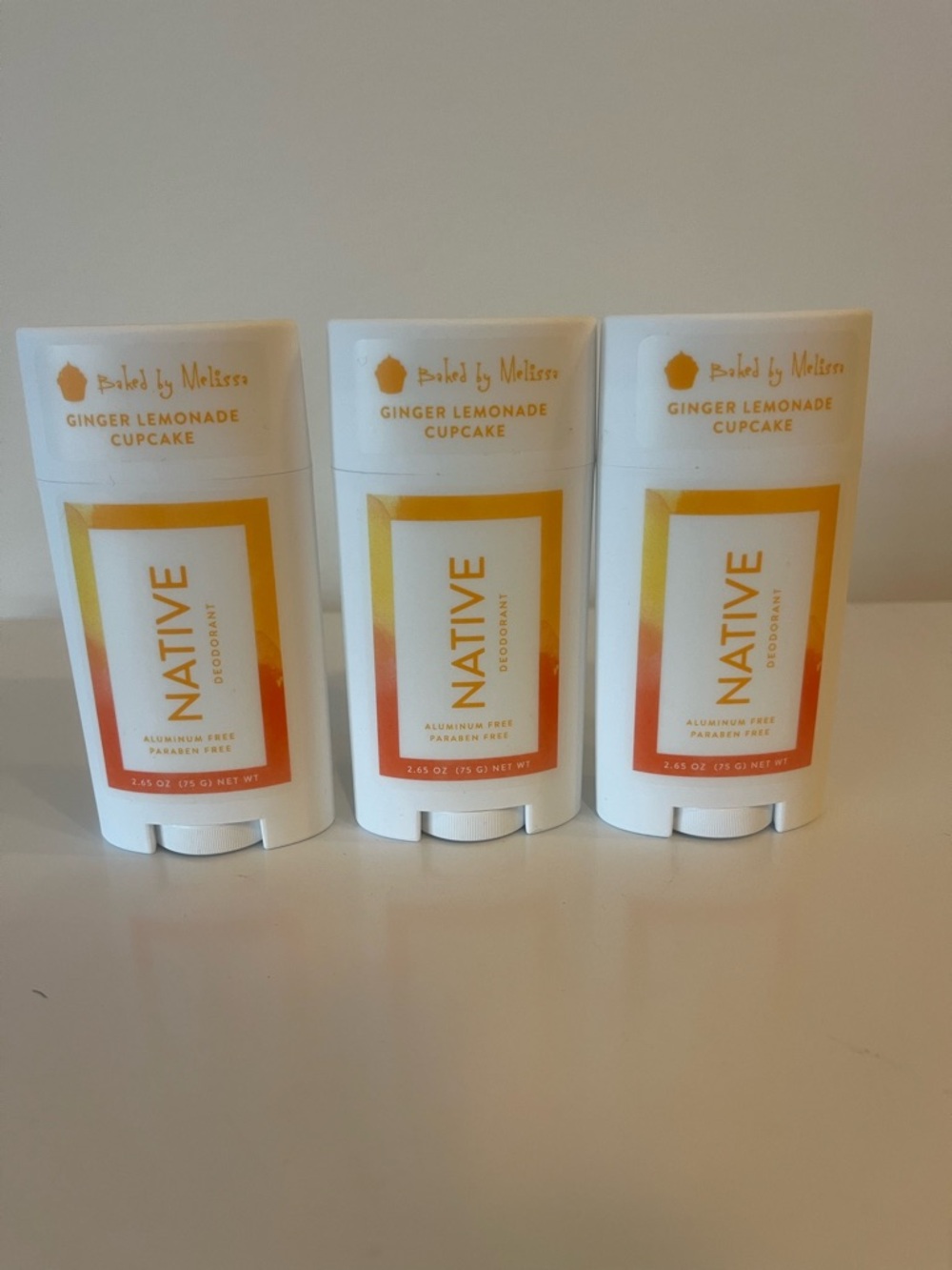 Native Ginger Lemonade Cupcake Deodorant Trio - White & Yellow-Orange